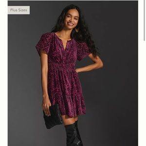 Anthropologie Somerset Velvet Edition Mini Dress